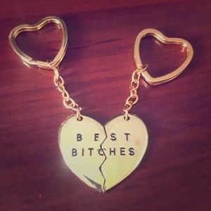 Best bitches best friends matching key chains gold